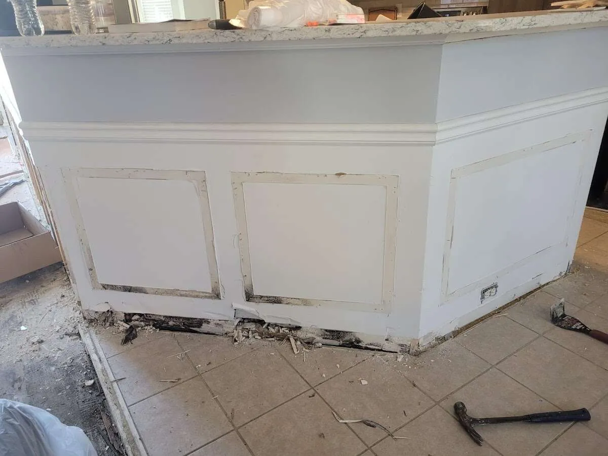 Water damage and mold on kitchen during Storm Damage Restoration in Millbrook